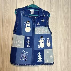 Women’s Blair Snowman Christmas vest sz M. Cotton blend